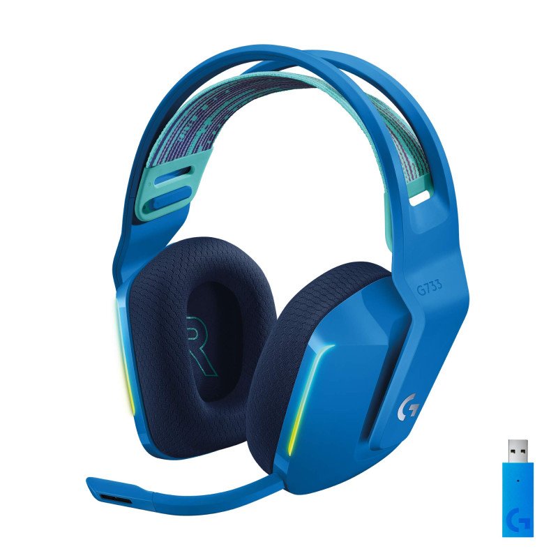 Logitech G733 LIGHTSPEED Blue Wireless Gaming Headset with headband