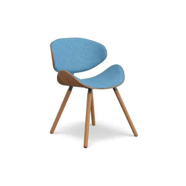 SIMPLIHOME Marana 18 Inch Wide Mid Century Modern Dining Chair in Blue Polyester Linen Fabric, for The Dining Room